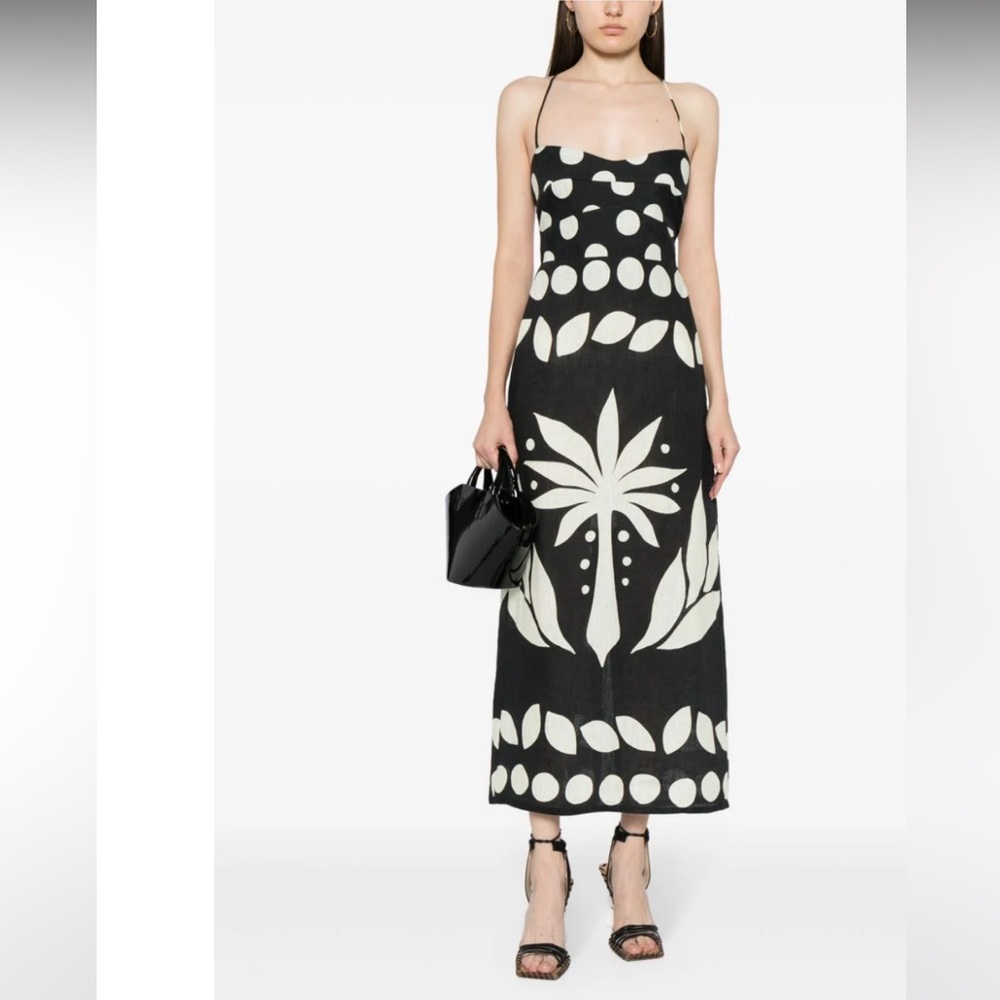 CALA DE LA CRUZ Abrego Open-Back Linen Dress Black